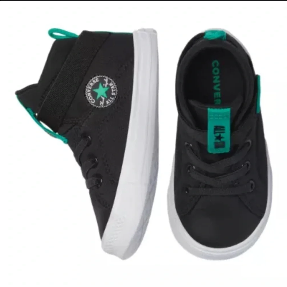 Converse Kids' Black and Teal High-Top Sneakers